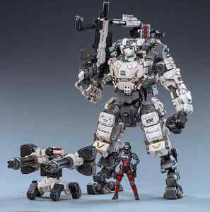 JOYTOY暗源白色钢骨机甲兵人成品塑料模型手办可动变形玩具机器人