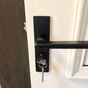 卧室房间室内门锁黑色锁具通用型分体锁房门锁门把手静音家用