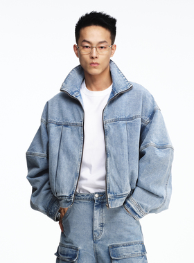 redref 廓形浅蓝色水洗牛仔外套