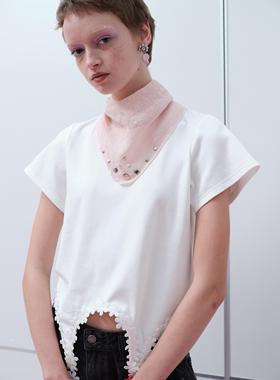 【胡可推荐】RedRef 短袖上衣蕾丝垂吊花朵T恤女新款