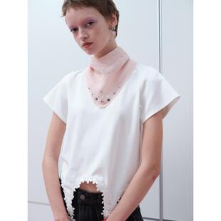 【胡可推荐】RedRef 短袖上衣蕾丝垂吊花朵T恤女新款