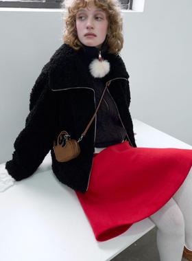 redref 纯羊毛卷毛皮草夹克