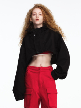 RedRef 尼龙时尚休闲短款拉链连帽夹克外套上衣女款