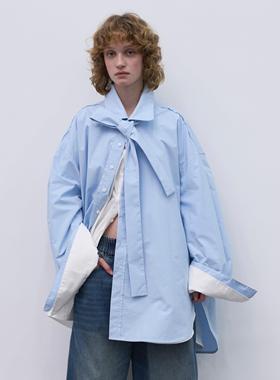 redref 超宽松oversize可拆卸蝴蝶结领衬衫