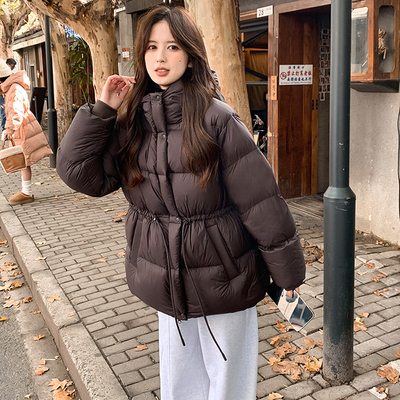 2024新款冬95白鸭绒女中长款收腰显瘦加厚小个子泡芙冬季抗寒外套