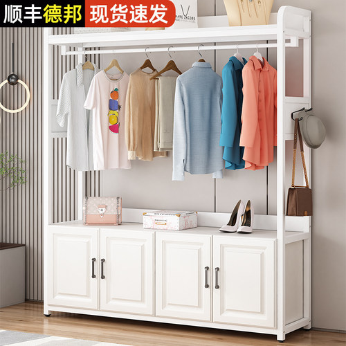 挂衣架鞋柜一体组合家用门口鞋架衣帽一体柜卧室落地立式衣服架子