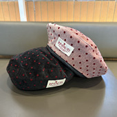 辣妹韩系ins波点纹贝雷帽女春夏新款 百搭透气显脸小画家帽潮 韩版