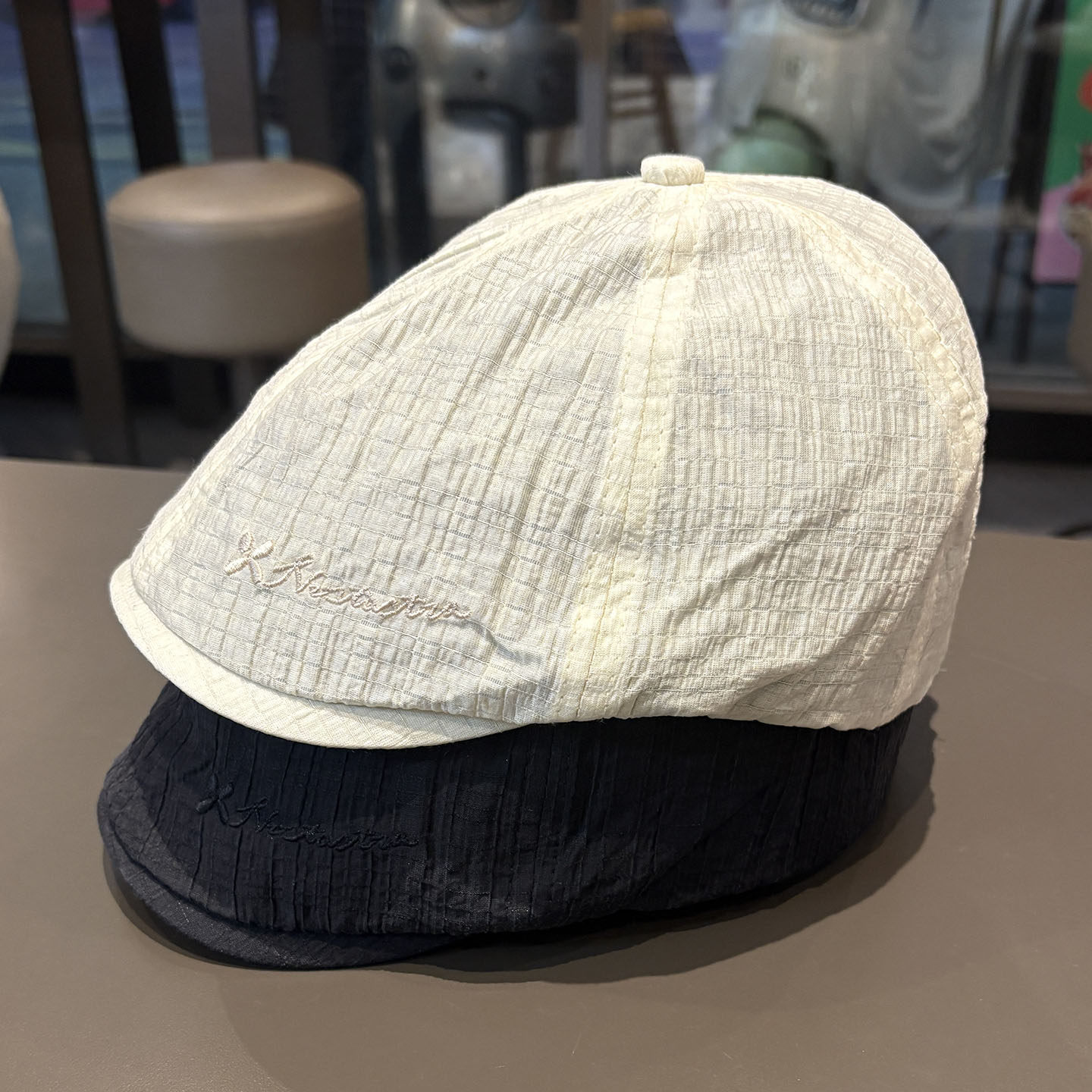 日系复古八角帽男女夏季薄款透气字母刺绣防晒帽百搭显脸小遮阳帽