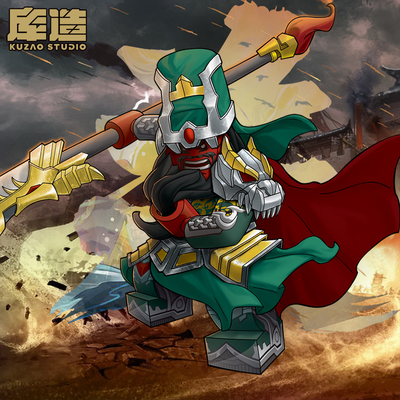 库造工作室收藏级关羽人仔积木三国演义国潮拼装玩具蜀国五虎上将