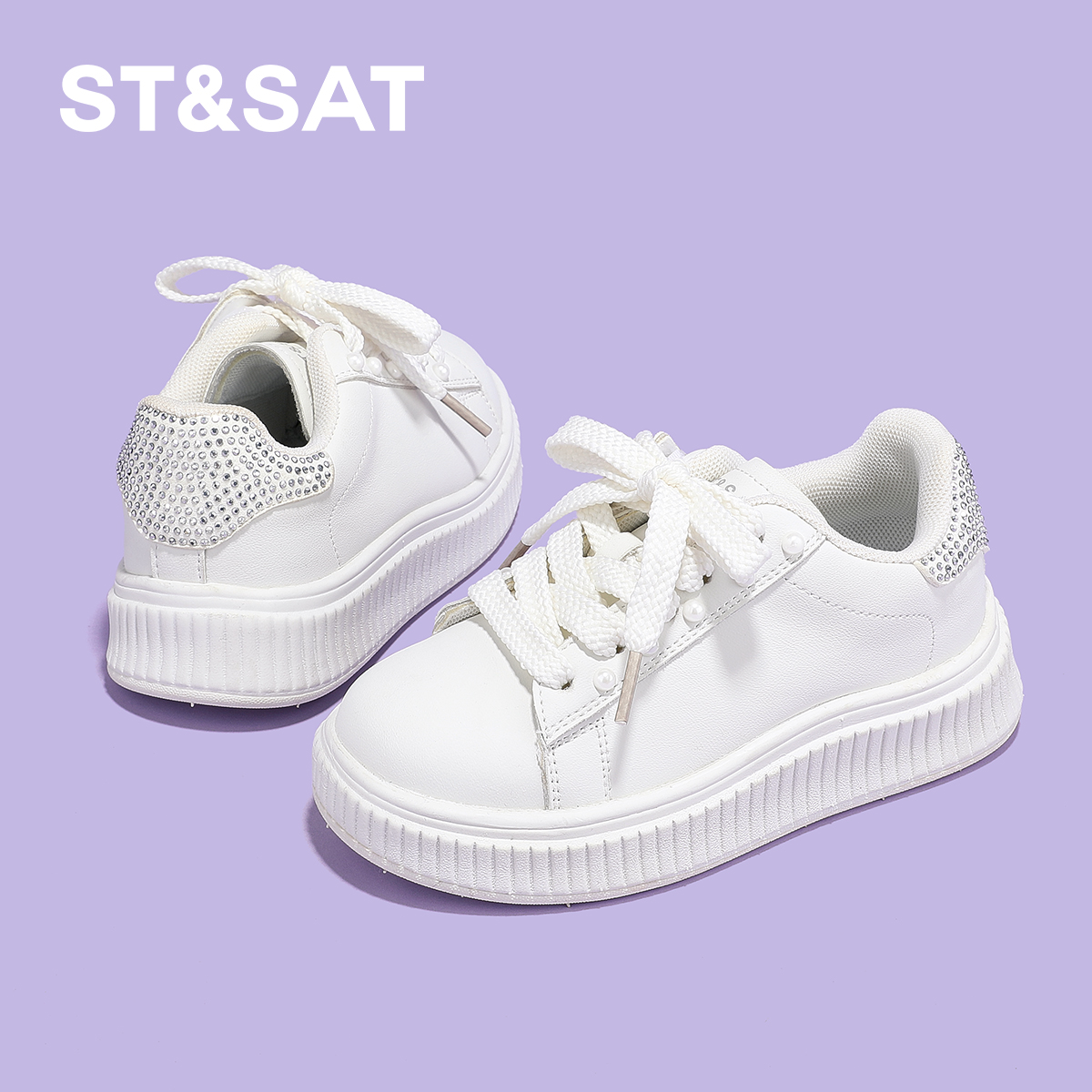 星期六春季新款女童时尚小白鞋