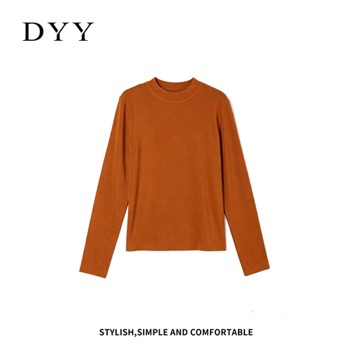 DYY品牌秋季新款时尚百搭显瘦纯色长袖T恤女打底上衣DT5510