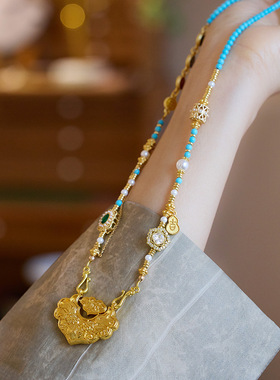 轻奢小众设计锦鲤如意平安锁黄金