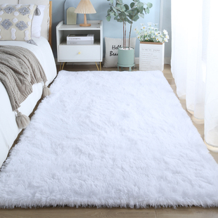 白色奶油风地毯长毛卧室床边毯客厅茶几毛绒冬天专用加厚房间地垫