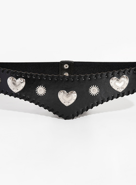 浮格Float复古黑色PU宽腰封女士腰围可调节适合搭配连衣裙和外套