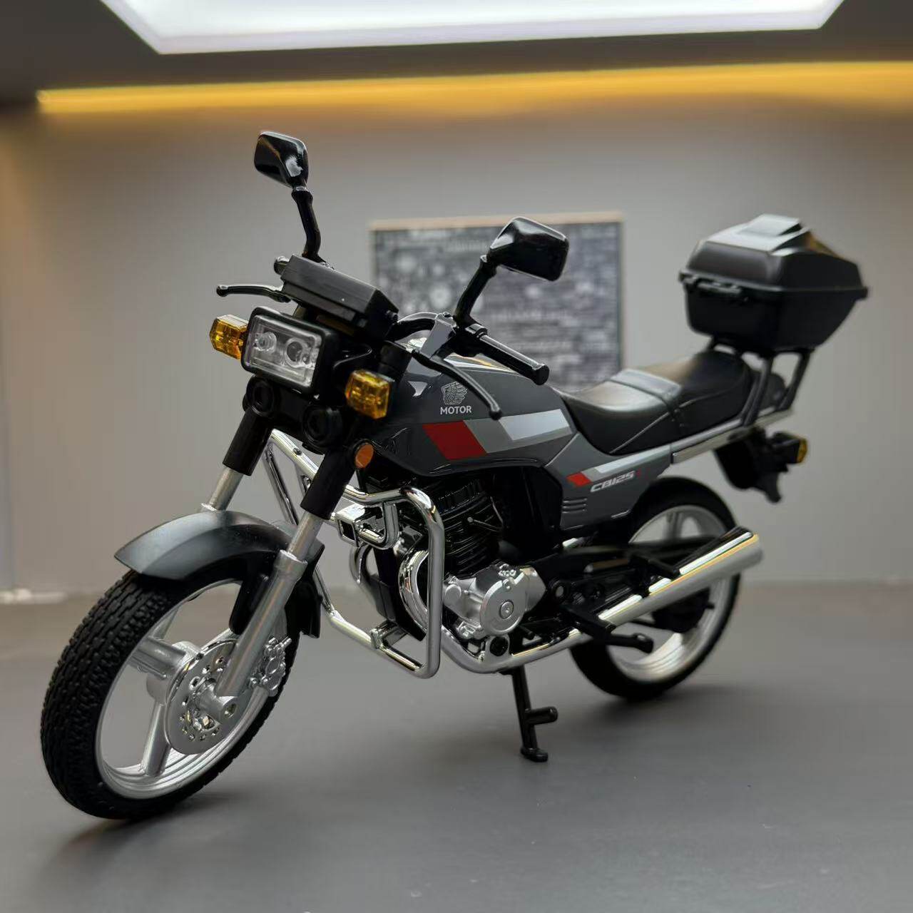 本田双排王CB125T合金摩托车模型1:12灯光音效仿真收藏摆件玩具车