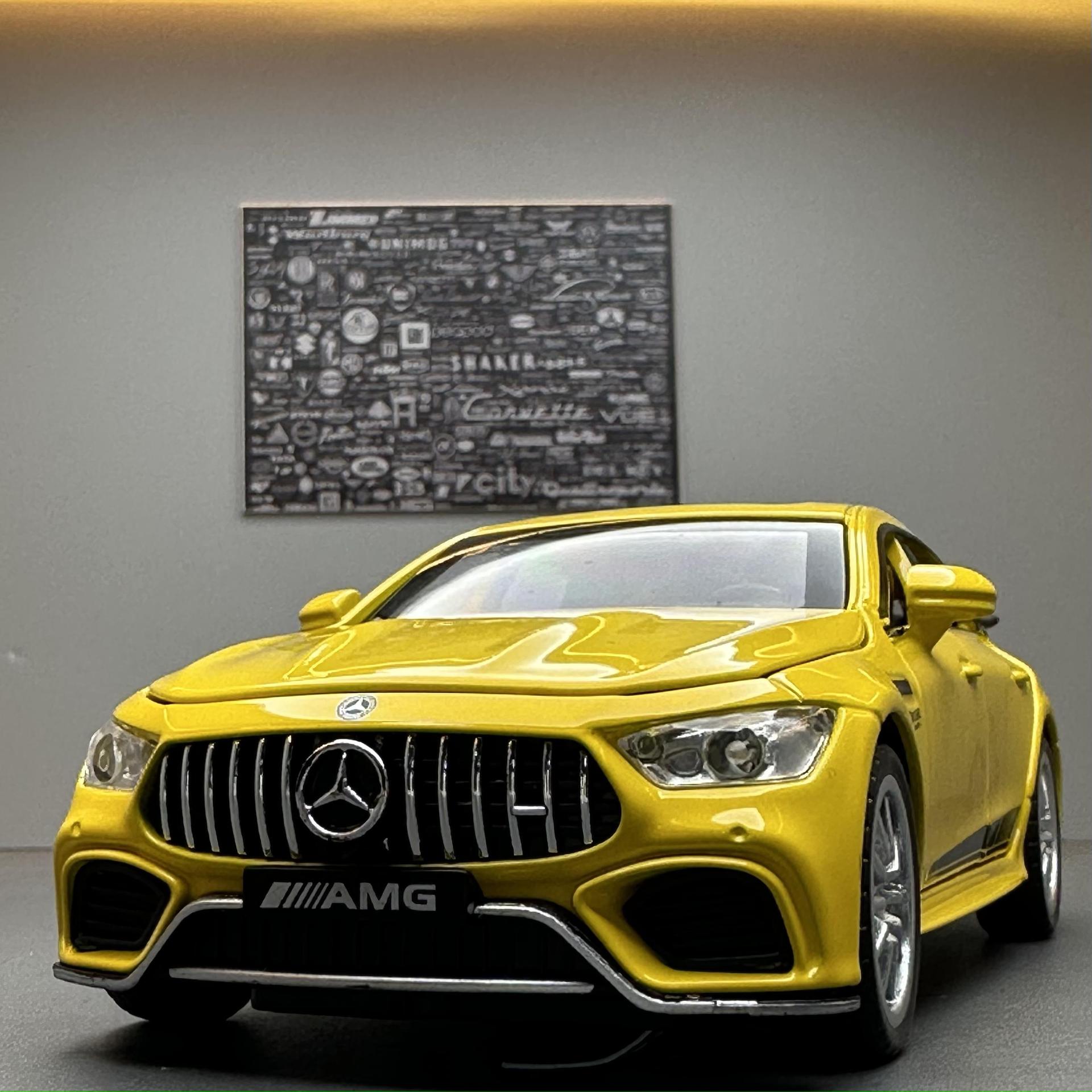 新款 奔驰AMG GT63合金汽车模型 收藏摆件玩具 声光开门回力跑车