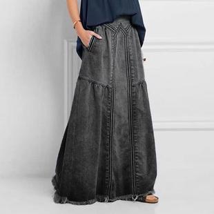 Plus-size loose denim skirt 大码女装宽松松紧腰韩版牛仔半身裙