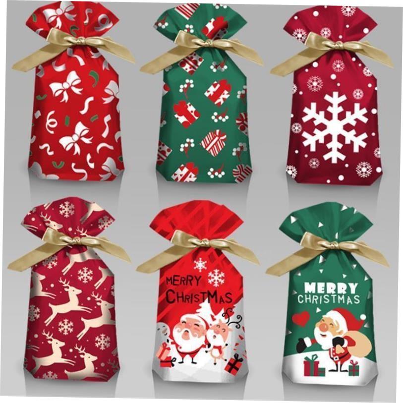 50pcs Merry Christmas Kraft Candy Paper Bag Gift Bags