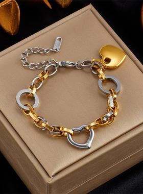 316L不锈钢金色心形蝴蝶厚手镯