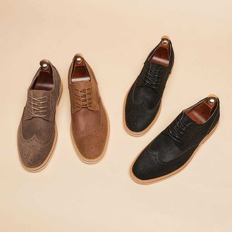 Genuine leather cow suede business men leather shoes 男皮鞋