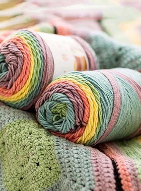100G/Ball Rainbow Cotton Yarn Segment Dyeing 5 Ply of Milk C