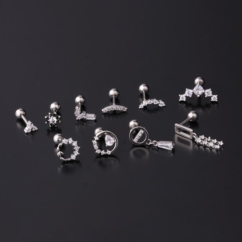 Stainless steel piercing screw screw ball ear studs