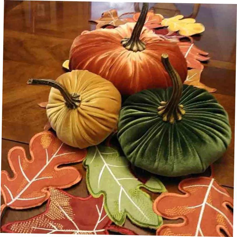 Halloween Pumpkin Ornament Pillow Decor Handmade Velvet Pump