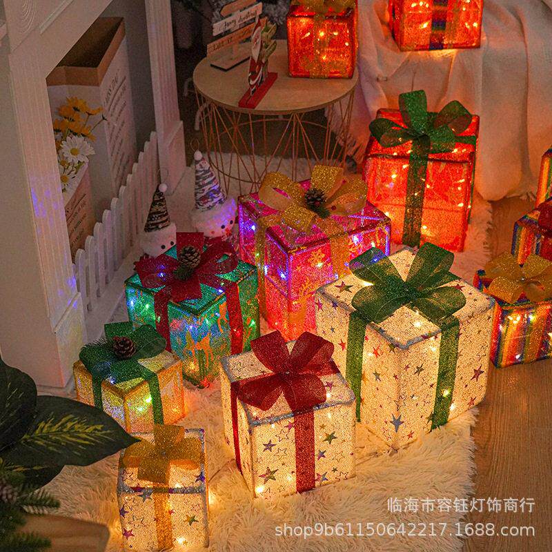 Christmas Tree Toppers Star with LED String Lights Ornaments
