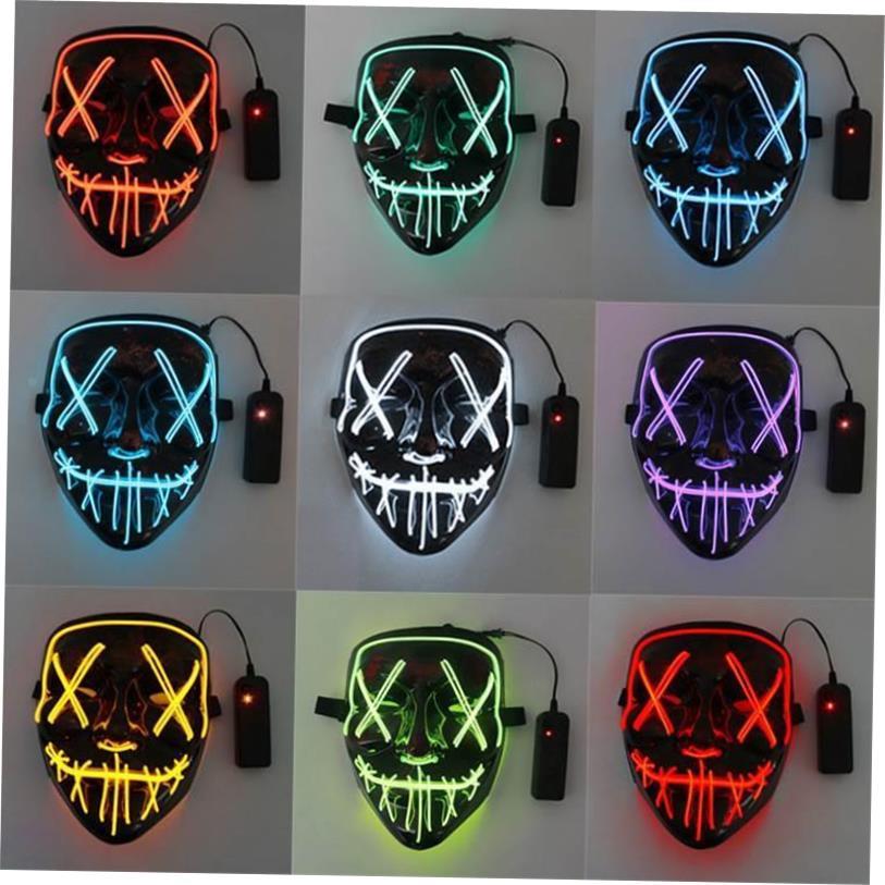 2pcs led light mask Halloween costume prop Scary Face mask