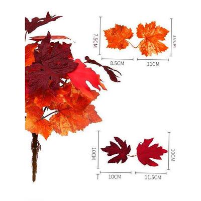 2pcs Halloween simulation maple leaf bunches decorated