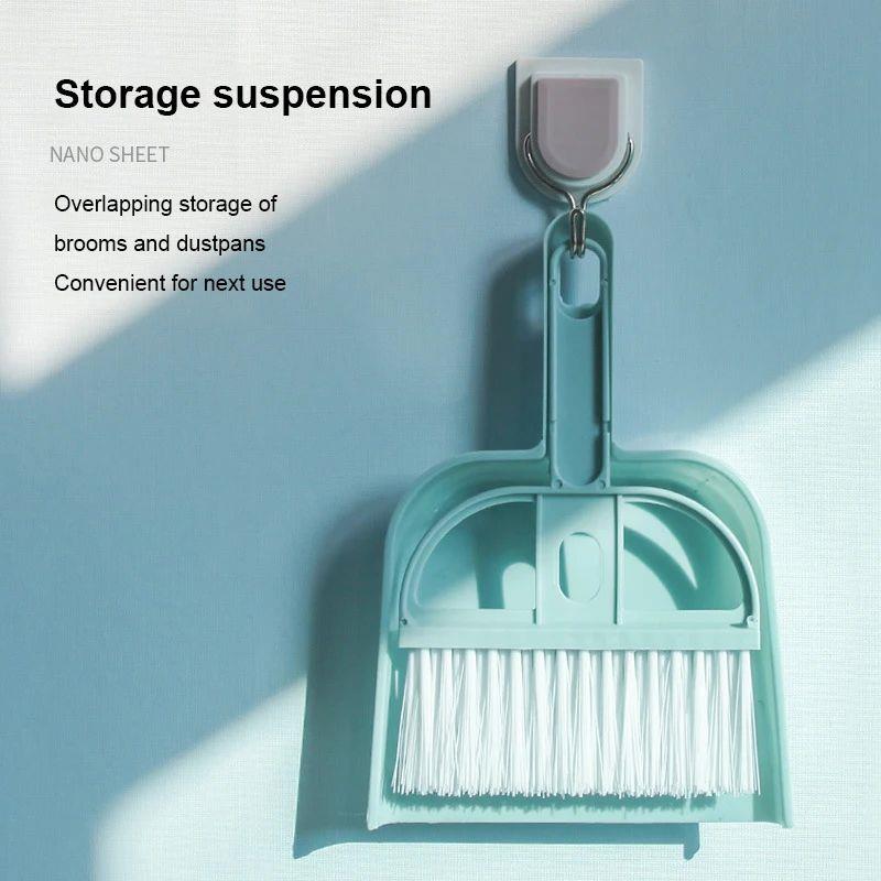 Blue Mini Desktop Cleaning Brush Pet Mini Broom Set Dog And