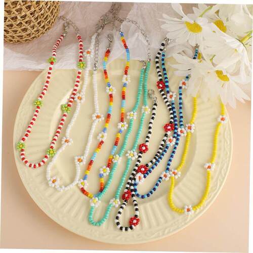 Flower Colored Daisy Necklace women 彩色小雏菊choker颈炼女