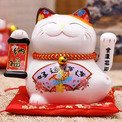5 inch Ceramic Fortune Cat Waving Hand Lucky Cat Plutus Cat