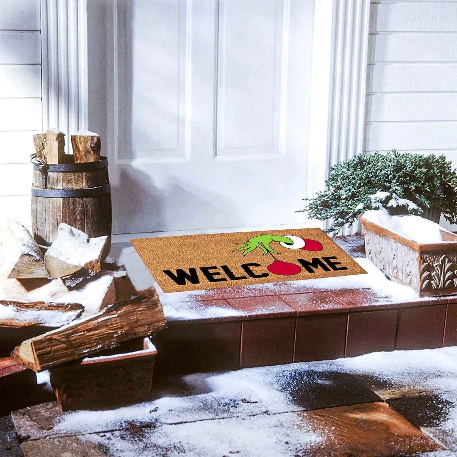 Xmas Welcome Christmas Mat Non-Slip And Washable Doormat Dec
