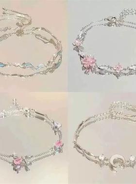 Elegant Crystal Flowers Bracelet For Women Y2K Sweet Girls M