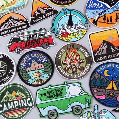 Mountain Camping Patch Embroidered Patches For Clothes DIY I