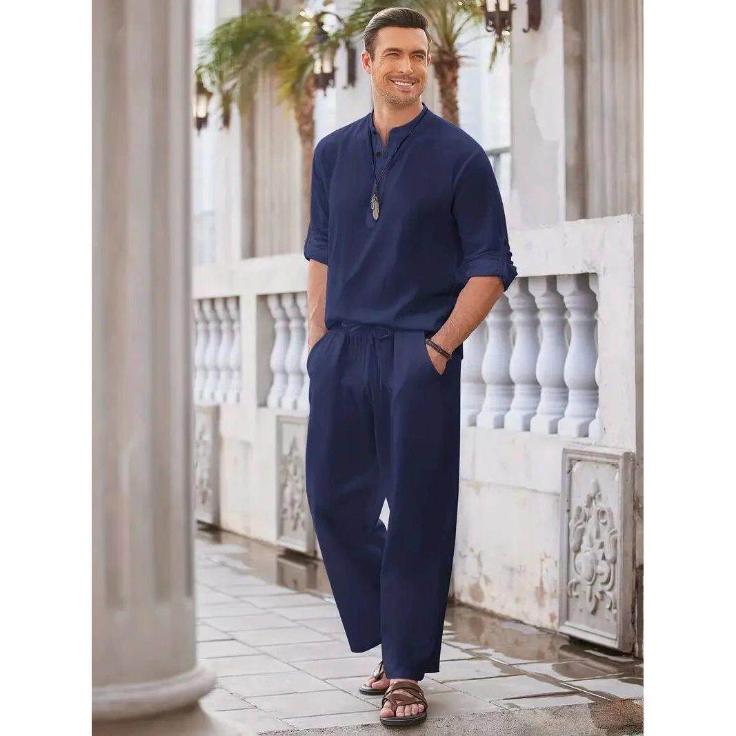 Cotton linen blend retro elegant men