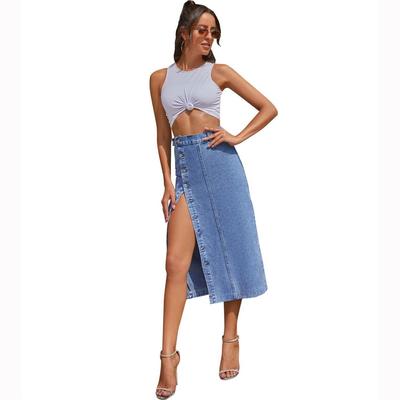 Denim Skirt Retro Long Summer Denim Skirts Girls High Waist
