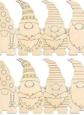12Pcs Christmas Wooden Gnome Hanging Ornaments Unfinished Wo