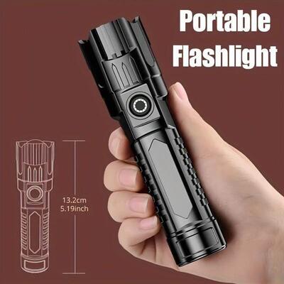 便携充电远射ABS强光调焦手电筒户外迷你LED多功能变焦Flashlight