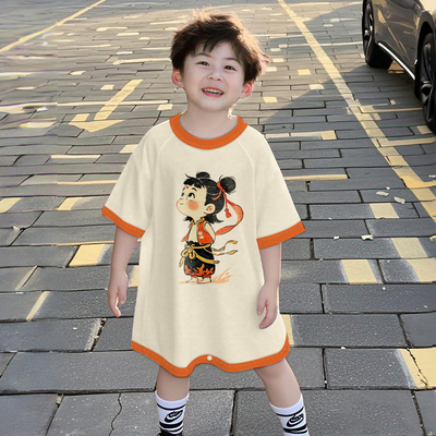 哪吒夏季新款莫代尔睡裙连体睡衣