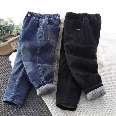 儿童保暖加厚牛仔棉裤