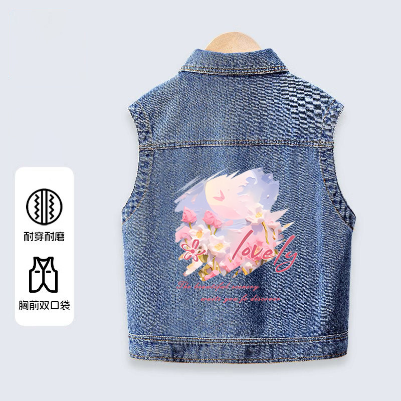 女童牛仔马甲春秋季薄款中大童宽松洋气外套童装儿童百搭无袖上衣