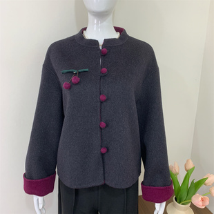 小个子妈妈秋装羊毛呢外套中老年女装秋冬高级感短款羊绒呢子大衣