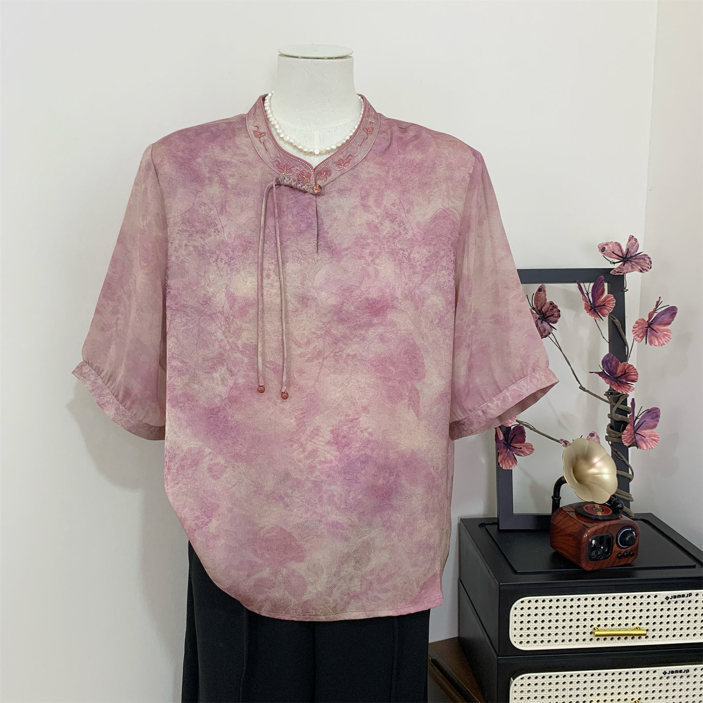 妈妈夏装雪纺小衫新中式国风上衣2026新款中老年女装短袖T恤衫薄