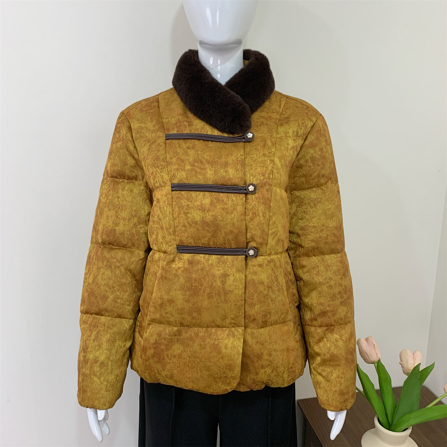 妈妈秋冬装新中式鹅绒服棉袄外套