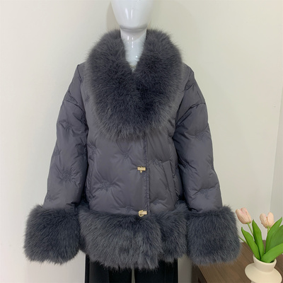 妈妈冬装保暖白鸭绒皮草羽绒服女