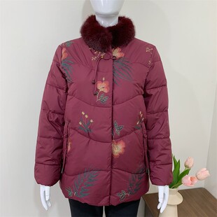 奶奶羽绒服女中老年人冬装白鸭绒外套妈妈国风老人保暖喜婆婆棉袄