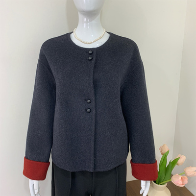 妈妈秋冬装洋气双面羊绒大衣外套