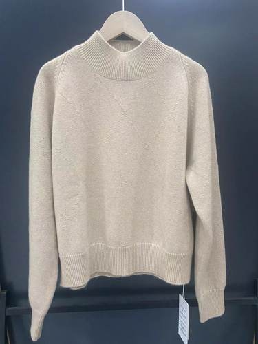 半高领插肩袖短款菱形格100山羊绒R962043